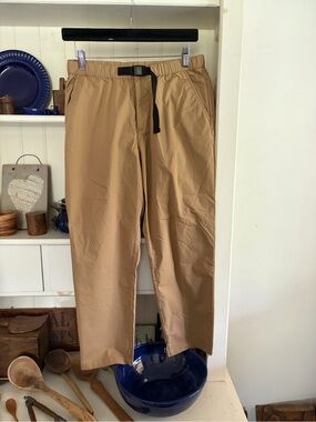 Muji Women’s Tan Chino Pants with Built-In Web Belt